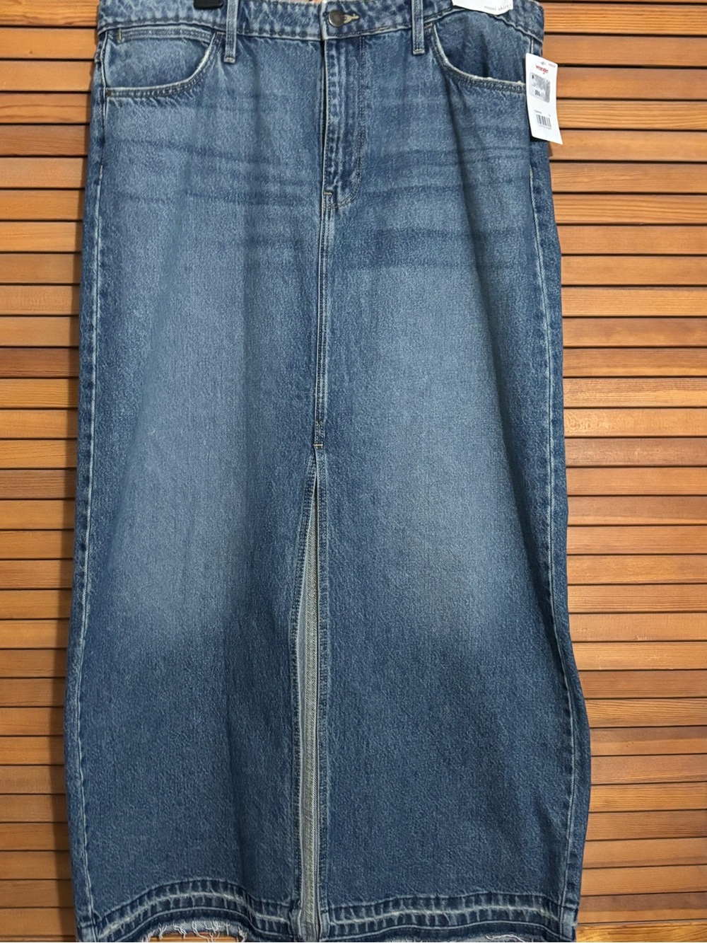 Wrangler Blue Straight-Leg Denim Skirt with Front Slit